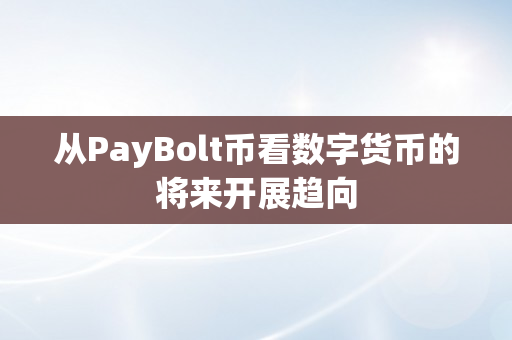 从PayBolt币看数字货币的将来开展趋向