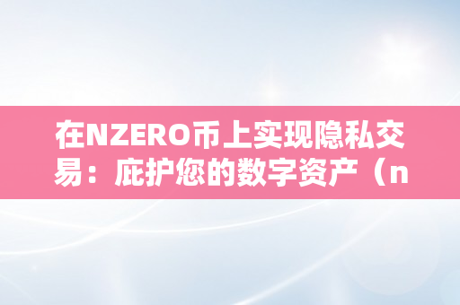 在NZERO币上实现隐私交易：庇护您的数字资产（n0de币）