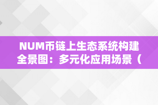 NUM币链上生态系统构建全景图：多元化应用场景（nut币）