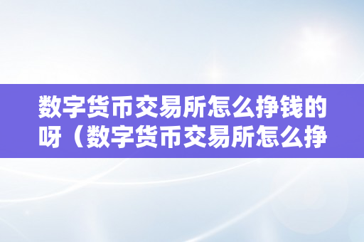 数字货币交易所怎么挣钱的呀（数字货币交易所怎么挣钱的呀知乎）