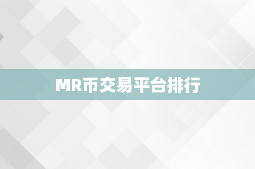 MR币交易平台排行