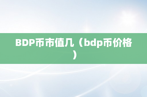 BDP币市值几（bdp币价格）