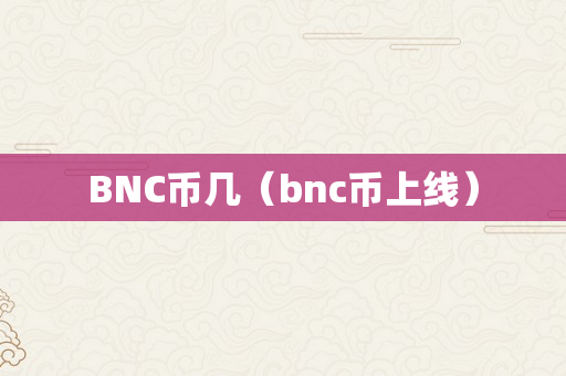 BNC币几（bnc币上线）