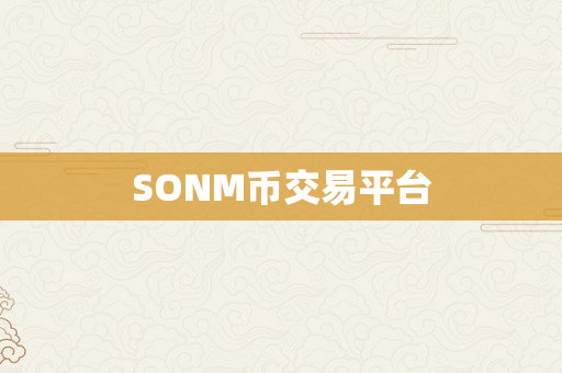 SONM币交易平台