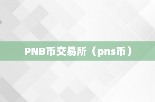 PNB币交易所（pns币）