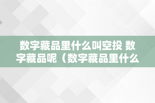 数字藏品里什么叫空投 数字藏品呢（数字藏品里什么叫空投 数字藏品呢）