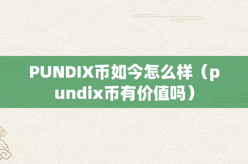 PUNDIX币如今怎么样（pundix币有价值吗）