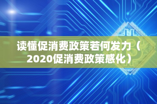 读懂促消费政策若何发力（2020促消费政策感化）