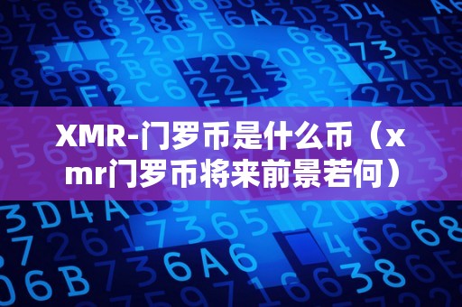 XMR-门罗币是什么币（xmr门罗币将来前景若何）