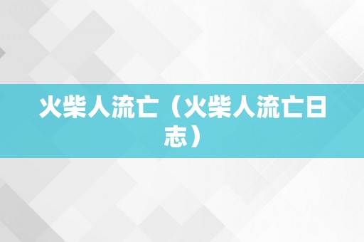 火柴人流亡（火柴人流亡日志）