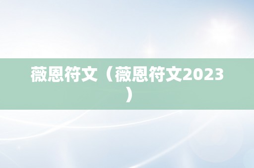 薇恩符文（薇恩符文2023）