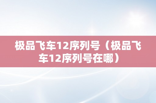 极品飞车12序列号（极品飞车12序列号在哪）