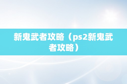 新鬼武者攻略（ps2新鬼武者攻略）