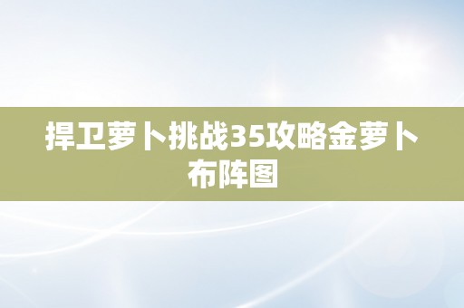 捍卫萝卜挑战35攻略金萝卜布阵图