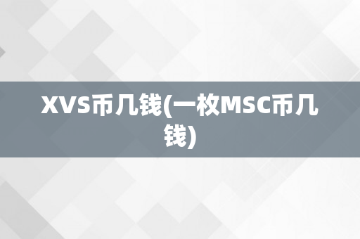 XVS币几钱(一枚MSC币几钱)