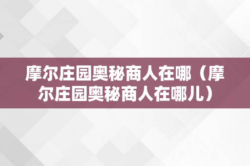 摩尔庄园奥秘商人在哪（摩尔庄园奥秘商人在哪儿）