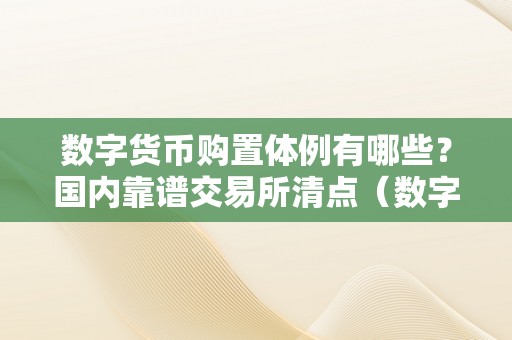 数字货币购置体例有哪些？国内靠谱交易所清点（数字货币购置技巧）