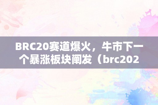 BRC20赛道爆火，牛市下一个暴涨板块阐发（brc2020）