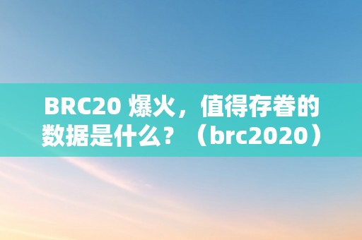 BRC20 爆火，值得存眷的数据是什么？（brc2020）