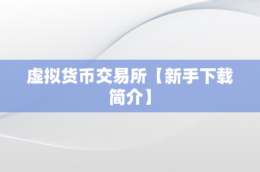 虚拟货币交易所【新手下载简介】