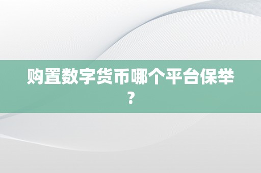 购置数字货币哪个平台保举?