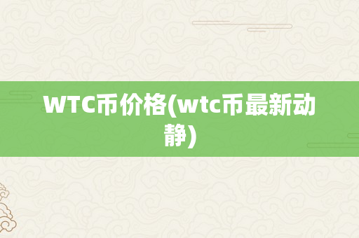 WTC币价格(wtc币最新动静)