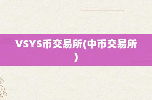 VSYS币交易所(中币交易所)