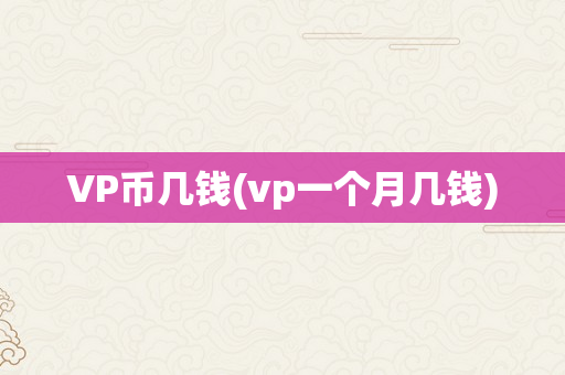 VP币几钱(vp一个月几钱)