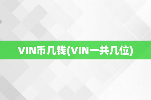 VIN币几钱(VIN一共几位)