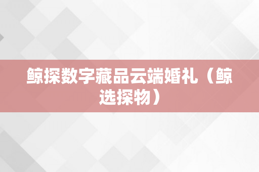 鲸探数字藏品云端婚礼（鲸选探物）