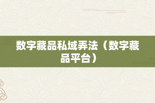 数字藏品私域弄法（数字藏品平台）